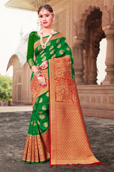 Green Banarasi Art Silk Woven Saree